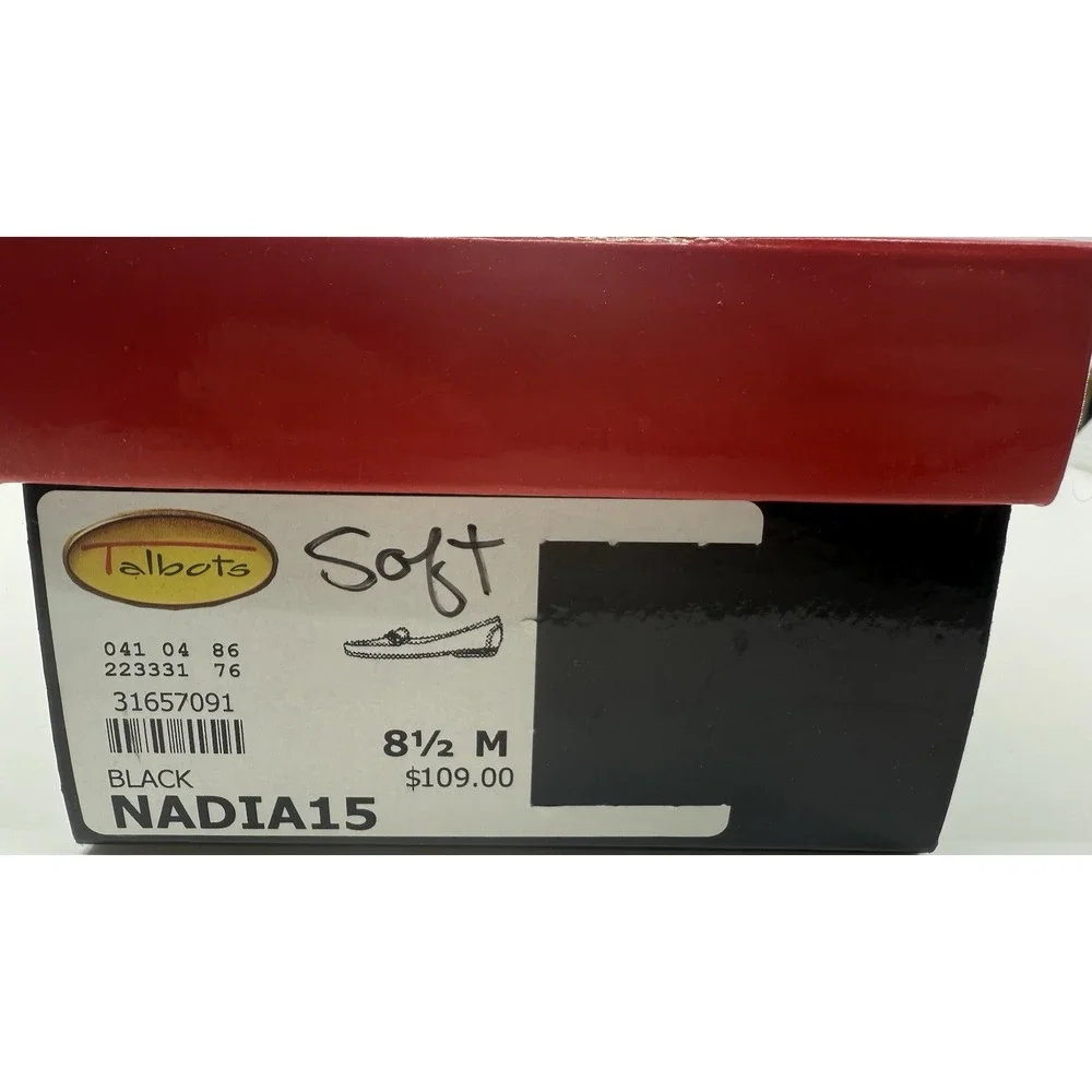 Talbots Nadia15 Panther‎ Link Leather Loafers Shoes Flats Sz 8 Black Soft NIB